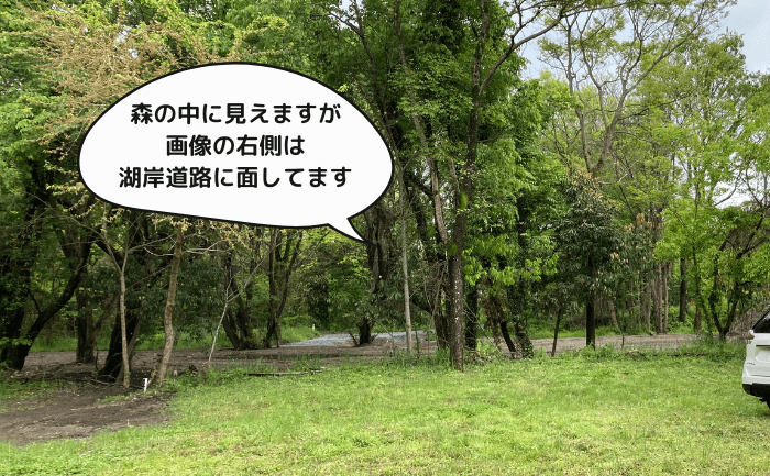 滋賀県の穴場キャンプ場　森のHolidayは琵琶湖徒歩１分　湖岸道路にも面しています